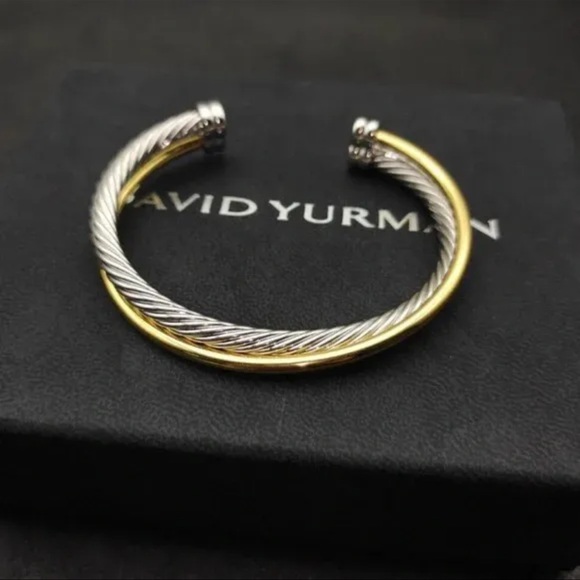 CROSSOVER TWO ROW CUFF BRACELET
Sterling Silver w/18K Yellow Gold, 5mm, Sz Med - Picture 3 of 3